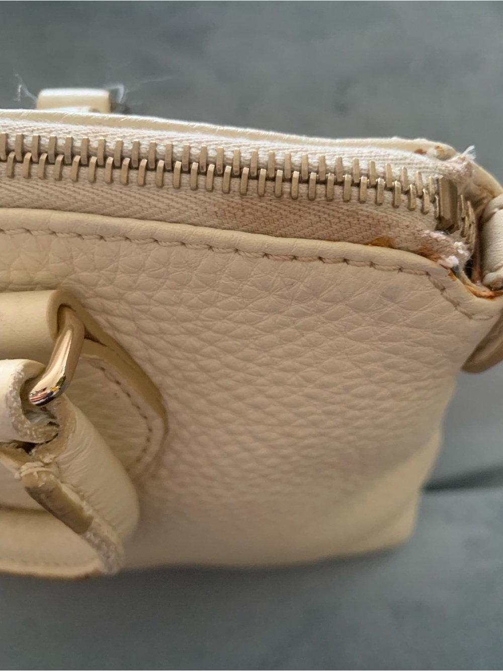 Dooney & Bourke Cream Pebbled Leather Satchel - Picture 7 of 8